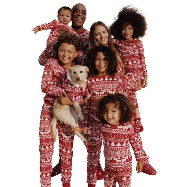 2024 pijamas navideños a juego para la familia, trajes para bebés y niños adultos, Tops + Pantalones, 2 uds., ropa de dormir de Navidad, pijamas, ropa para perros