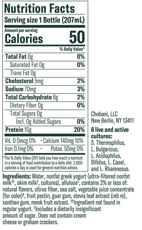 Chobani Zero Sugar Yogurt-Cultured Dairy Drink Strawberry Cheesecake 7 fl oz Bottle