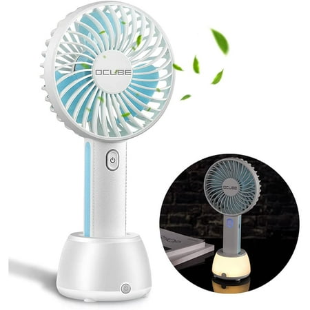 

Protable Handheld Fan Cooling Fan 2000 mAh Speed Adjustable Little LED light Pocket Fan USB Rechargeable Desk Fan Pocket Silent Mini Personal Fan Battery Operated with Base Handheld fan