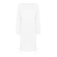 thumbnail image 6 of Babysbule Clearance Dresses For Women Ladies Stylish Solid Color Drawstring Pleated Long Sleeve Vacation Party Dress, 6 of 9
