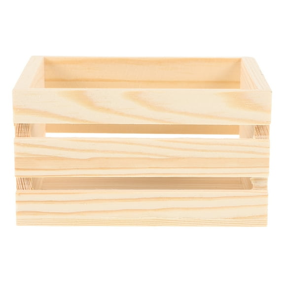 Homoyoyo Wooden Dollhouse Basket Beige Miniature Storage Crate for Organizing Toys and Dollhouse Decorations 3.5 x 3.5 x 2.5 inches