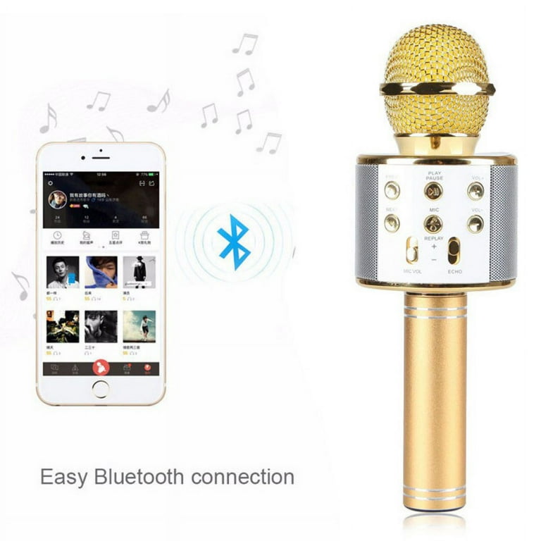 WS-858 Métal Haute Qualité Sonore KTV Karaoke Enregistrement Bluetooth Sans  Fil Microphone, pour Ordinateur Portable, PC, Haut-Parleur, Casque, iPad,  iPhone, Galaxy, Huawei, Xiaomi, LG, HTC et autres Smart Phones
