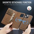 thumbnail image 3 of Case for iPhone 15 6.1" RFID Blocking Protective Purse Case with Magsafe 3-card Slots Kickstand 2 in 1 Detachabl Flip Shockproof Protective Cover,Brown,For iPhone 15, 3 of 7