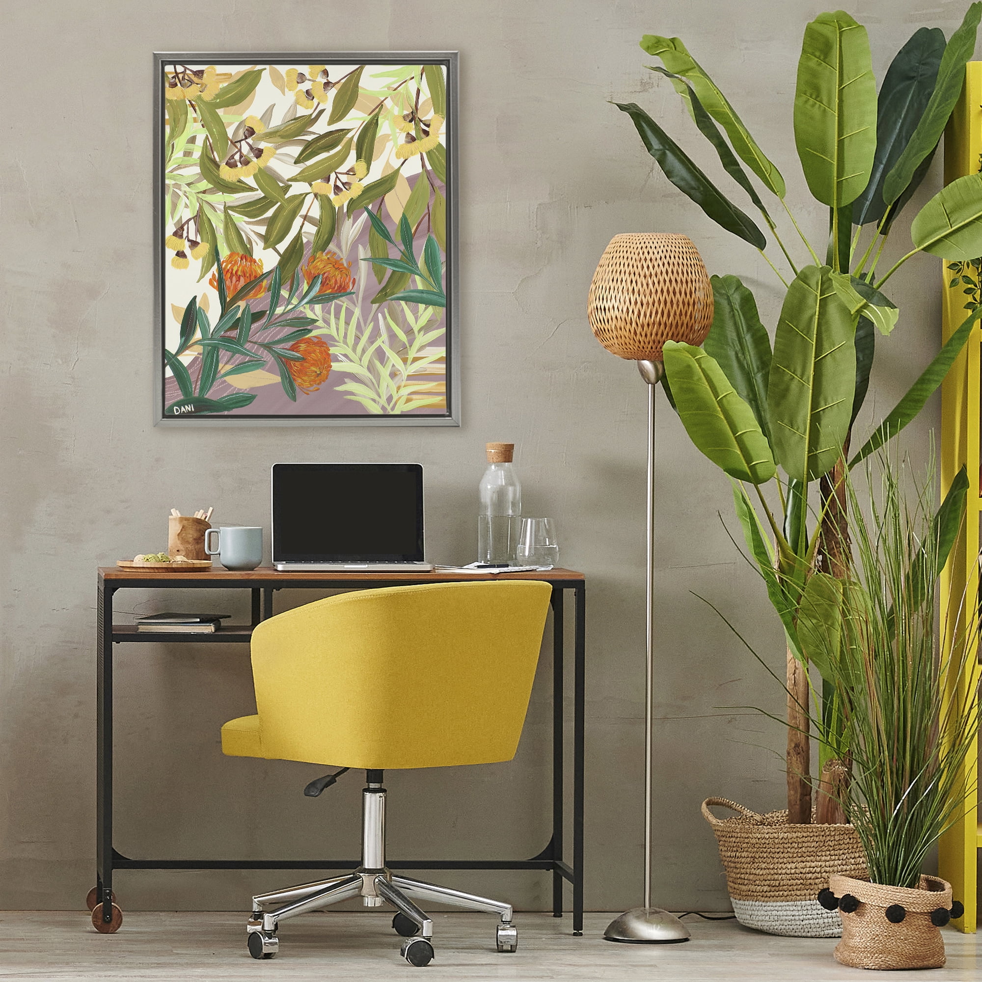 Stupell Industries Walk With Me Florals Gray Framed Floater Canvas Wall Art, design by Dani Heyward