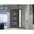 thumbnail image 3 of Front Exterior Prehung Metal-Plastic Door Frosted Glass | Manux 8933 Antracite Grey | Side Sidelite Transom | Office Commercial and Residential Doors Patio Garage 42x80 (W30+12x80) Right-hand, 3 of 5