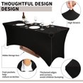 thumbnail image 3 of Mantel rectangular ajustable de poliéster de 183 cm, cubierta de mesa elástica de spandex, cubierta de mesa ajustable negra para bodas, patio, cócteles, bares, espectáculos artesanales, 3 of 5