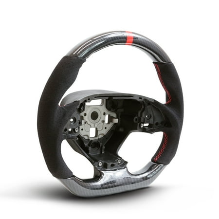 - Handkraftd 2014+ Chevrolet Corvette Steering Wheel- Carbon/Alcantara/Red Stitch