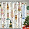 thumbnail image 5 of Merry Christmas Shower Curtain, Winter Xmas Tree Snowflake Holiday Colorful Waterproof Fabric Machine Washable for Bathroom Bathtub Decor with Hooks 72"x72", 5 of 6