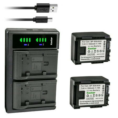Kastar 2-Pack Battery and LTD2 USB Charger Replacement for Canon BP-809 BP809 BP-809/B BP-809/S BP-819 BP819 BP-827 BP827 Battery Canon CG-800 Charger