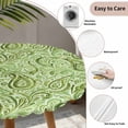 thumbnail image 6 of Vintage Green Fitted Tablecloth with Elastic Edged, Round Table Cloth for Dining Table, Retro Botanical Abstract Art Waterproof Oil Proof Table Cover for Indoor Outdoor 45"-54", 6 of 8