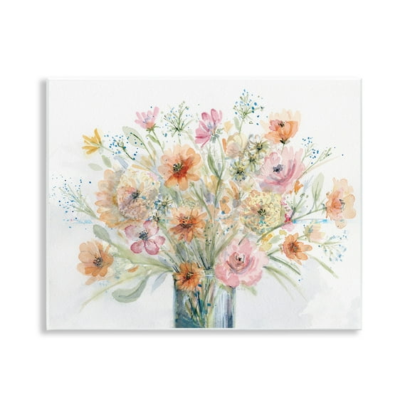 Stupell Industries Peach Pink Bouquet Botanical & Floral Painting Unframed Art Print Wall Art, 14 x 11