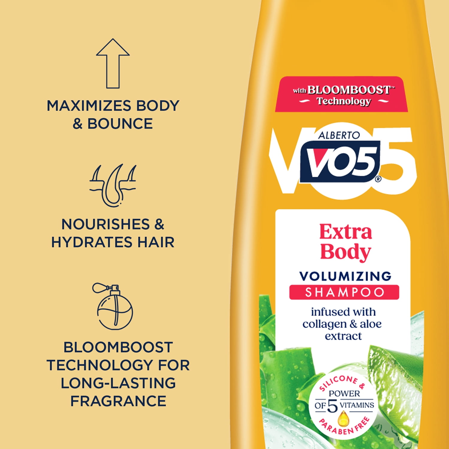 (2 pack) Alberto VO5 Extra Body Volumizing Shampoo with Collagen & Aloe Extract, Paraben Free, Vitamin-Enriched Formula for Fuller, Thicker Hair