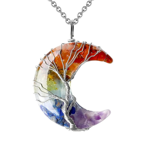 Collar Fernando Piedra Luna colgante Cristal 7 chakras