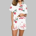thumbnail image 2 of Women Lounge Set Women Valentines Day Pajamas Set Short Sleeve Button Shirt and Shorts Matching Sets 2 Piece Loungewear, 2 of 7