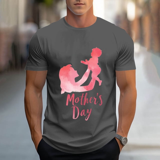 Tops para hombre, blusas y camisas de cuello redondo y manga corta para hombre, camisetas deportivas con estampados casuales para el Día de la Madre, blusas de cuello redondo y manga corta, blusas de