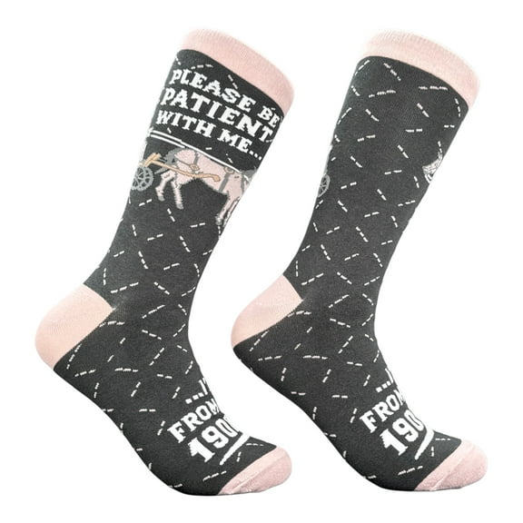 Please Be Patient With Me Im From The 1900s Socks Funny Sarcastic Graphic Novelty Footwear For Men