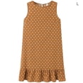 thumbnail image 1 of Femmes Robe Sans Manches Gilet à Pois Volants Robe Débardeur Col Rond Robe en Vrac, Kaki, L, 1 of 6