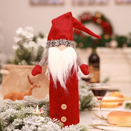 

Santa Wine Bottle Cover Gift Bags Christmas Dinner Xmas Party Table Decorations
