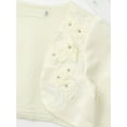 thumbnail image 6 of Fldy Kids Flower Girls Cover Up Bolero Long Sleeve Floral Embroidery Pageant Wedding Shrug Cardigan Champagne 90, 6 of 7