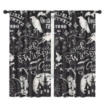 Blackout Kids Curtains,Black Halloween Letter Bat Pattern Childrens Insulated Curtains Set Of 2,Bedroom Essentials,Toddler Room Decor 42"x84"