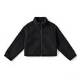 thumbnail image 4 of BXJX Girls Fleece Jackets, Warm Zip‑Up Stand Collar Casual Cropped Outerwear Black Size 9-10 T, 4 of 7