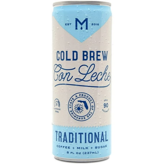 MADE Coffee Traditional Cold Brew Con Leche, Blend of an Speciality Coffe with milk and sugar, only 90 calories. Traditional Con Leche, 12 Pack.