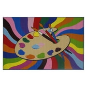 Fun Time Nylon 51"x78" Painting Time Area Rug in Multi-Color