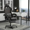 thumbnail image 2 of SOONTRANS Gaming Chair with Footrest, Computer Game Chair with Massage Lumbar Support & Headrest, High Back Vintage Office Game Chair for Adults and s, Black, 2 of 9