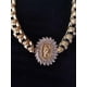thumbnail image 2 of Pulsera/brazalete de la Virgen de Guadalupe con zirconias, cadena dorada,, oro laminado 18 kilates, 2 of 8
