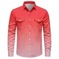 thumbnail image 4 of Aestivo Men's Western Style Button Shirt, Long Sleeve Casual Top, Solid Color Workwear Button-Down with Exterior Pocket for Casual Work Party, Watermelon Red 2XL, 4 of 9