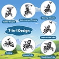 thumbnail image 3 of OUYAWEI Tricycle Pliable pour Bébé, 7 en 1 Poussette, Tricycle avec Harnais de Sécurité, Poignée de Poussée Réglable, Panier de Rangement, Porte-Gobelet, Tricycle pour 1-5 Ans, Gris, 3 of 8