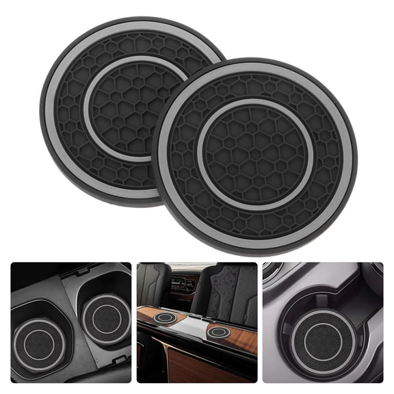 LITINKIMI 2-Pack Reusable Multi-Color Car Drink Coasters Non-Slip Cup Holder Mats for Vehicle Interior