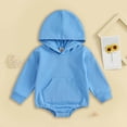 thumbnail image 2 of mgoYE Baby Boys Girls Bubble Romper Solid Jumpsuit Hoodie Fall Winter Clothes with Pockets(Light Blue,18-24 Months), 2 of 4