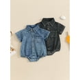 thumbnail image 4 of BemeyourBBs Western Baby Boys Girls Summer Clothes Infant Denim Romper Baby Cowgirl Cowboy Outfit Short Sleeve Button Down Collar Casual Bodysuits Playsuit, 4 of 10