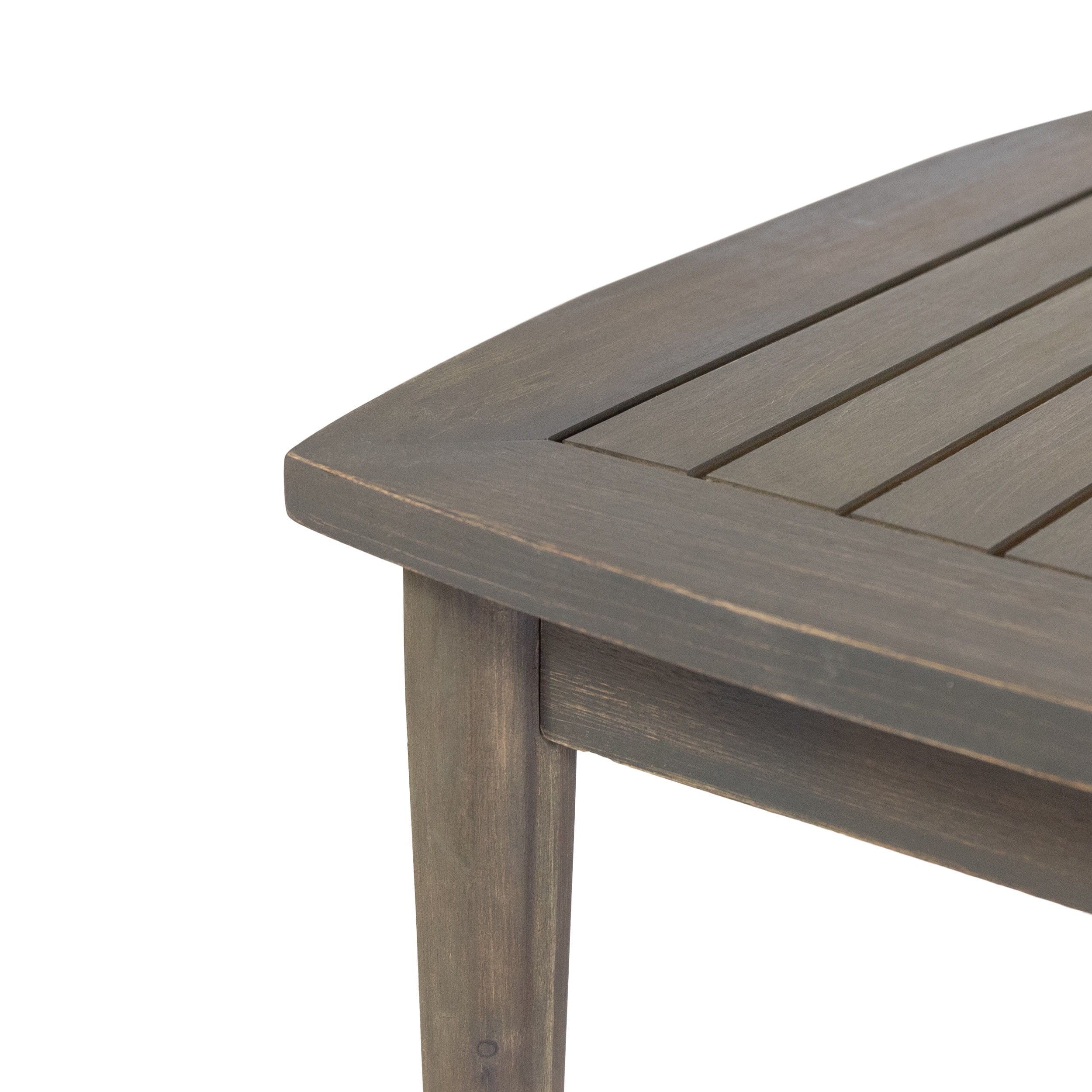 Greta Acacia Wood 4-Piece Outdoor Chat Set with Dark Gray Cushions, Gray