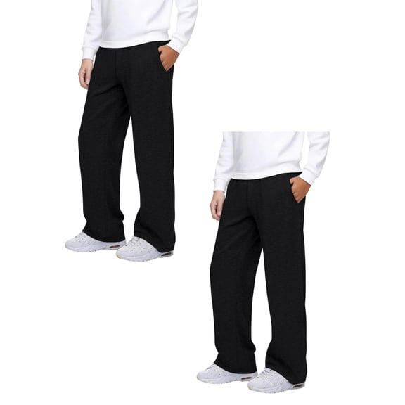 MUXiin 2 Pack Girls' Sweatpants Kids Straight Leg Casual Baggy Joggers Teen Loose Athletic Elastic Waist Pants with Pocket