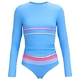 thumbnail image 2 of Size 8 Girls Swimsuit Tankini Girls Rash Guard Swimsuit One Piece Short Sleeve Front Zipper Swimwear UPF 50+ Bathing Suits 4-14Y, 2 of 5