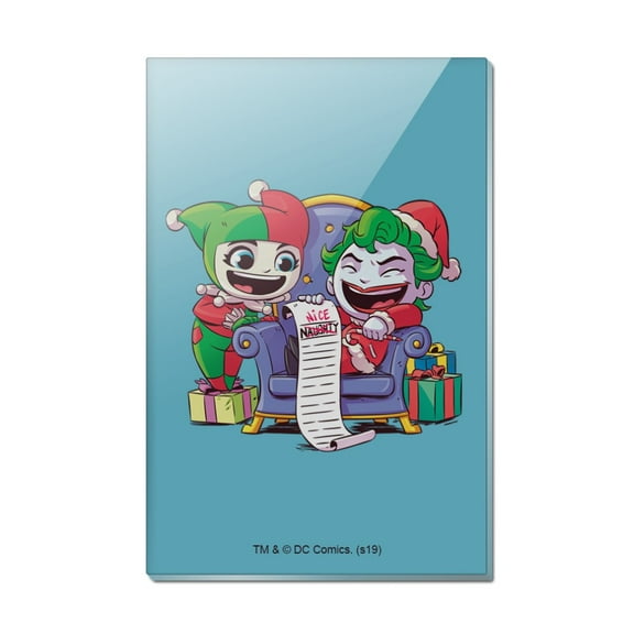Harley Quinn and Joker Naughty List Rectangle Acrylic Fridge Refrigerator Magnet