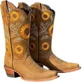 thumbnail image 2 of Women's Embroidered Sunflower Mid Calf Boots - Low Heel Western Style Booties | Easy-On wear Design for Casual Retro Fashion, 2 of 8