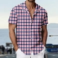 thumbnail image 4 of IWRICH Mens Plaid Button down Plus Size Shirts Short Sleeve Casual Summer Shirt Dress Shirts with Pocket 07-Purple XXXL, 4 of 6