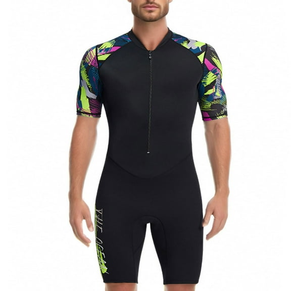 Mens Fullsuit Men's Print Multifunctional Sunscreen Diving Suit Surf Float Diving Unisex Swimsuit Black L