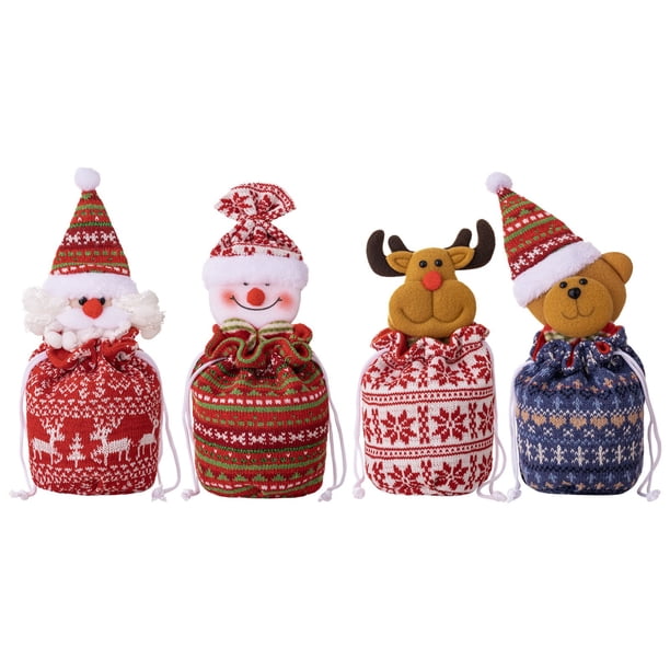 Doll Gift Bags, Knitted Gift Bags, Festive Christmas Design, Portable Storage, Unique Decor, Foldable, Soft Fabric, for Bedroom