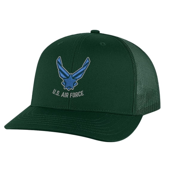 US Air Force Hat - Embroidered Military Trucker Hat with Mesh Back - Patriotic Veteran Snapback Cap (AlpineGreen)