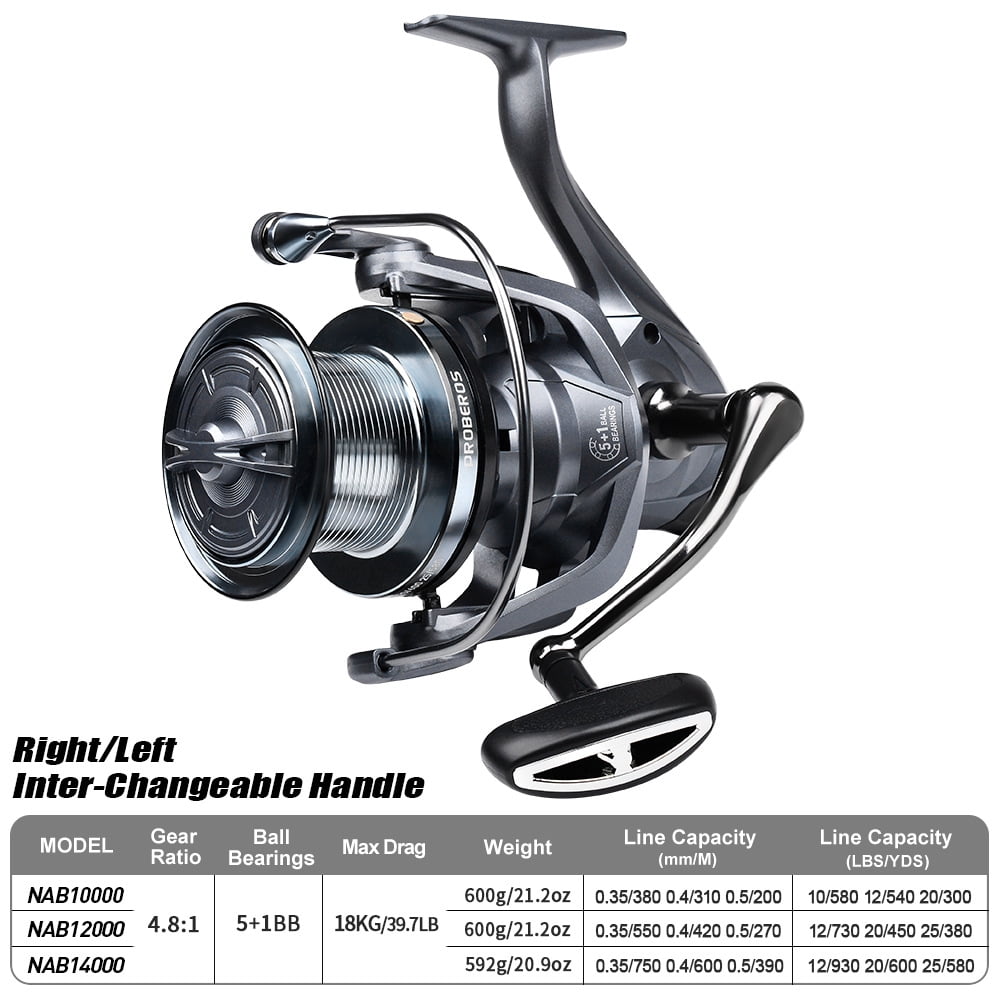 PROBEROS 5+1BB Ball Bearings 18Kg/39.7LB Maximum Power Stainless Steel Bearings Drive System 4.8:1 Rotary Fishing Spinning Reel