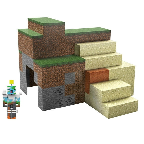 Coffret Éco Minecraft avec figurine Éco-responsable, accessoires et blocs en papier - 10 Blocs