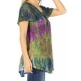 thumbnail image 4 of Sakkas Dina Relaxed Fit Sequin Tie Dye Embroidery Cap Sleeves Blouse / Top - Navy - One Size Regular, 4 of 5