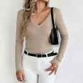thumbnail image 5 of Qepwscx Womens Long Sleeve Shirts V Neck Basic Slim Fitted Tops Stretch Base Layer T-Shirt, 5 of 6
