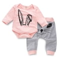 thumbnail image 2 of Toddler Girl Clothes Toddler Kids Baby Girl Rabbit Tops Print Rompers Pants Clothes Sets, 2 of 9