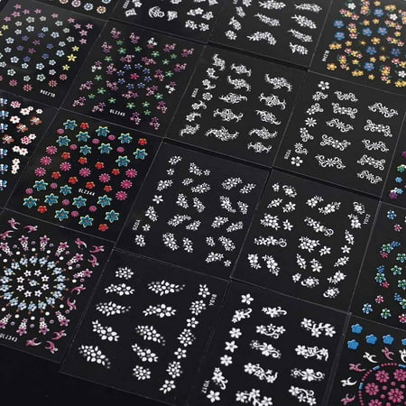 50 Sheet 3D Mix Color Floral Design Nail Art Stickers Decals Manicure Beautiful Fashion Accessories