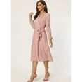 thumbnail image 3 of Vestido largo Allegra K fluido con estampado floral y manga larga con botones Rosa L, 3 of 6